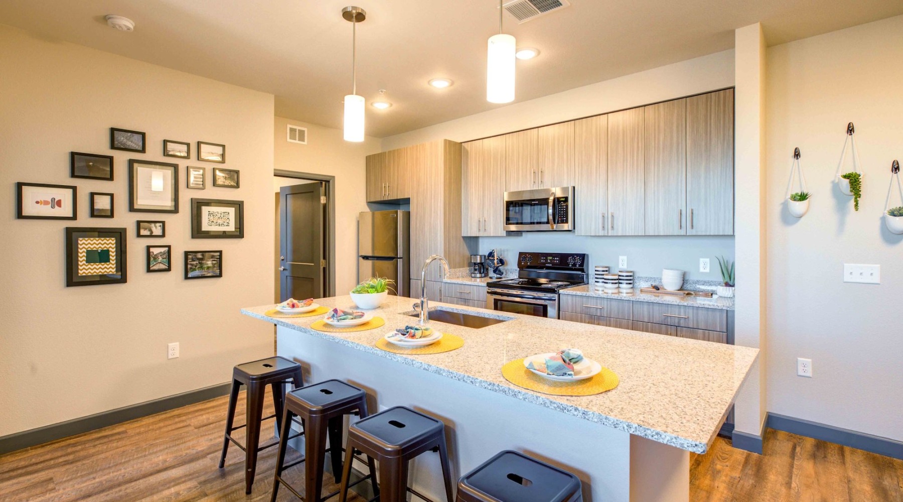 kitchen with large island and stainless steel appliances